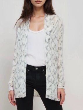 White House Black Market Open-Front Snake-Print Cardigan.